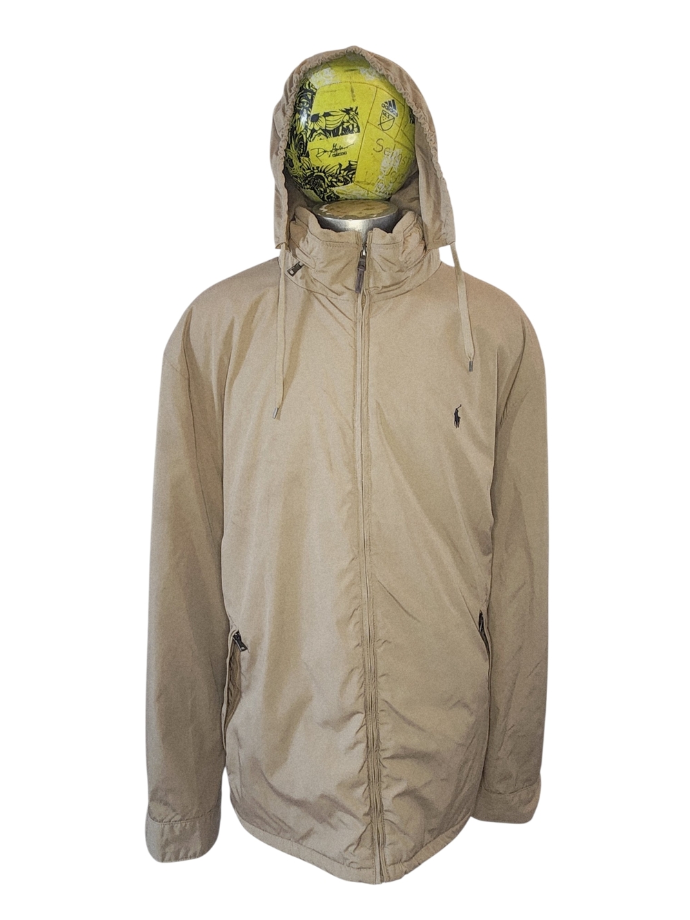 VINTAGE POLO RALPH LAUREN STOWAWAY HOOD JACKET WINDBREAKER BEIGE SIZE 4XLT TALL